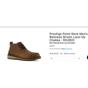 Men's Rockport Works Prestige Point Chukka Steel Toe Boots Beeswax Brown 11M